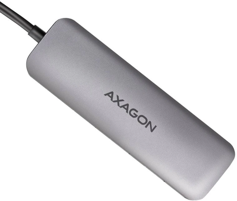 Axagon kelių prievadų USB 3.2 Gen 1 šakotuvas. HDMI, kortelių skaitytuvas ir trys USB-A išėjimai. USB-C laidas 20 cm.
