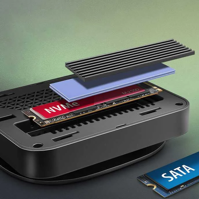 AXAGON HMC-UFO USB 10Gbps šakotuvas, 2x USB-A, USB-C, HDMI 4k/60, RJ-45, M.2, SD/mSD, garso jungtis, PD