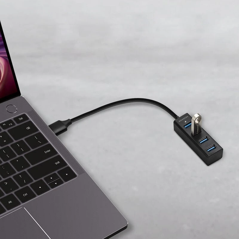 AXAGON Miniatiūrinis metalinis keturių prievadų USB 3.2 Gen 1 šakotuvas | HUE-M1A