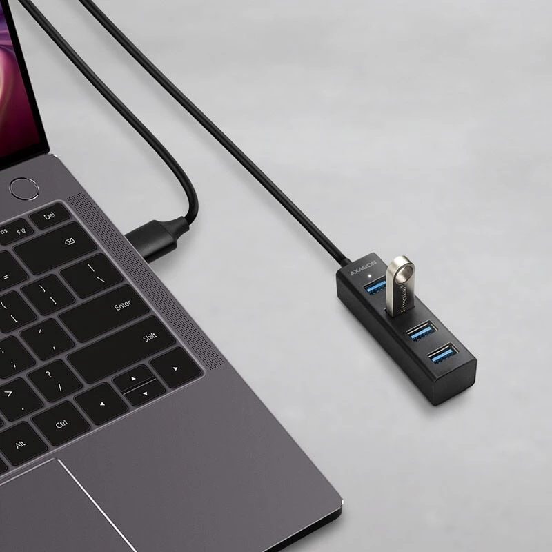 AXAGON Miniatiūrinis metalinis keturių prievadų USB 3.2 Gen 1 šakotuvas | HUE-M1AL