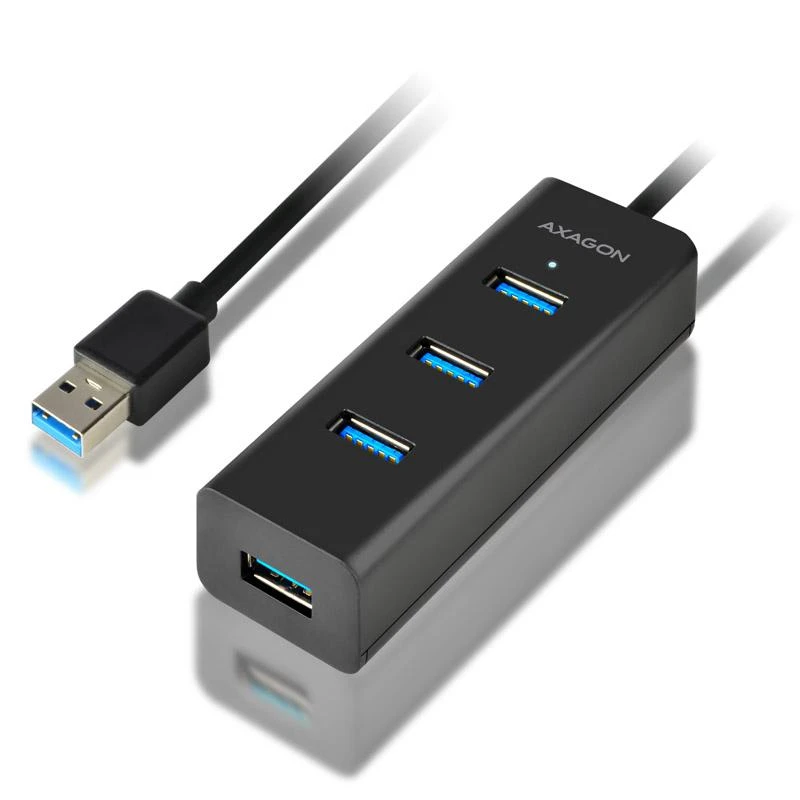 AXAGON HUE-S2BL 4x USB3.0 įkrovimo šakotuvas 1,2 m laidas, MicroUSB įkrovimas