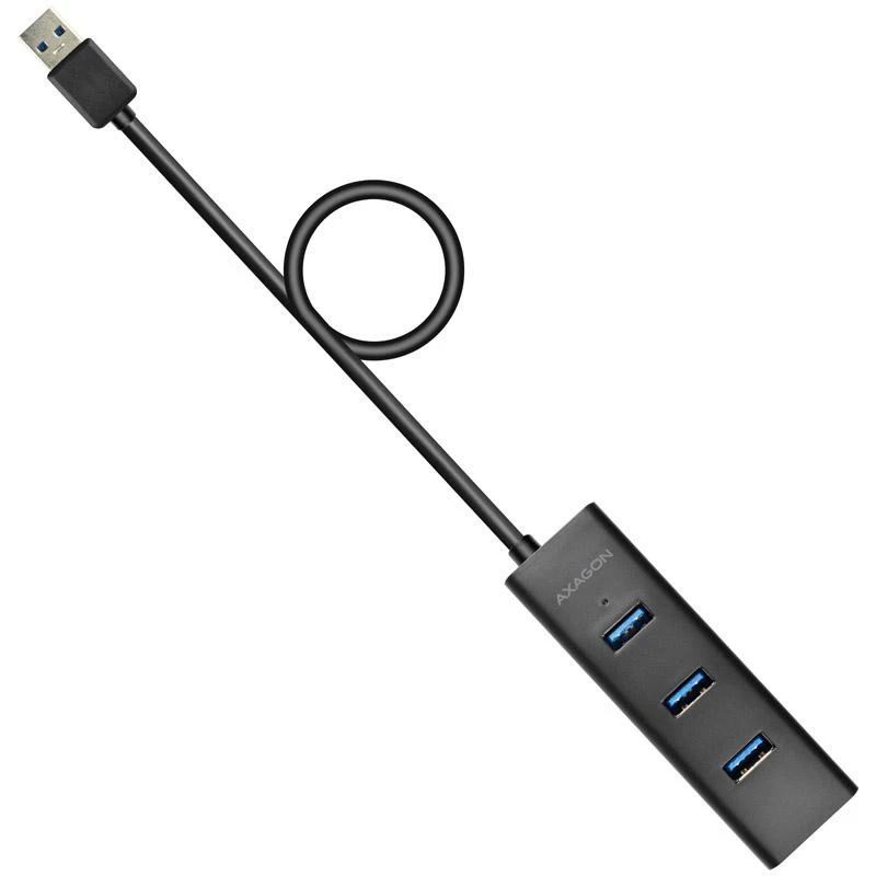 AXAGON HUE-S2BL 4x USB3.0 įkrovimo šakotuvas 1,2 m laidas, MicroUSB įkrovimas