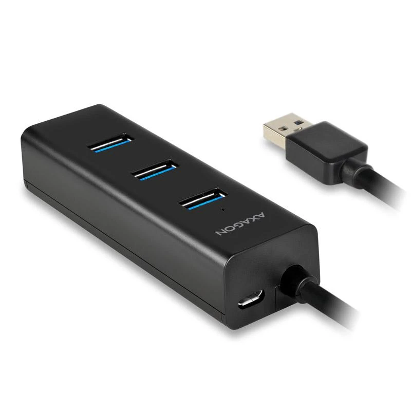 AXAGON HUE-S2BP 4x USB3.0 įkrovimo šakotuvas 1,2 m laidas, MicroUSB įkrovimas, įsk. kintamosios srovės adapteris