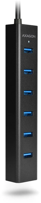 AXAGON HUE-SA7BP 7x USB3.0 ALU įkrovimo šakutė, įsk. AC Adapteris, Juodas