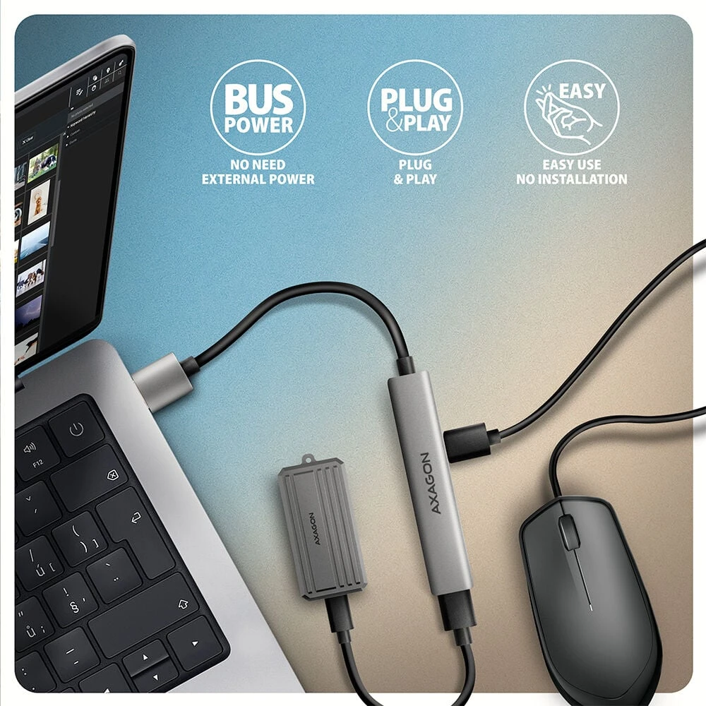 AXAGON ALU STRIP USB-A 4 prievadų šakotuvas | HUE-STA