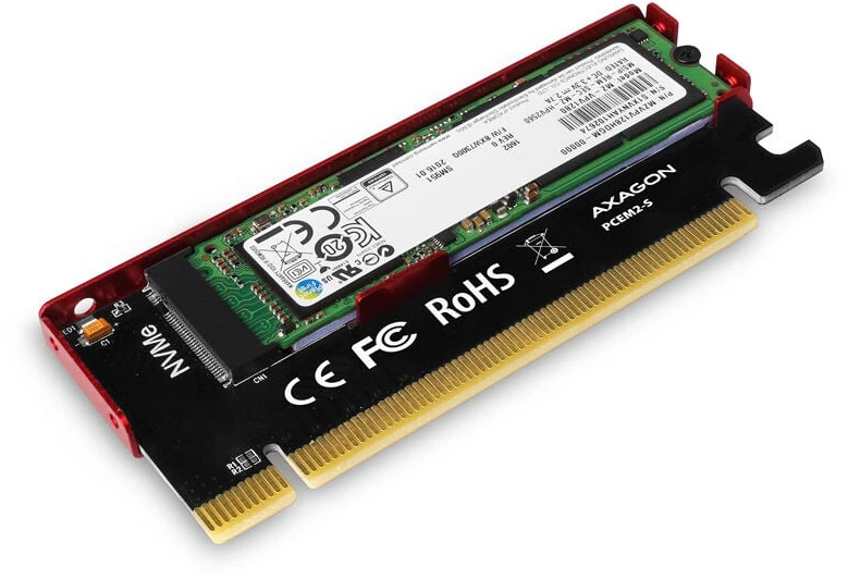 AXAGON PCEM2-S PCI-E 3.0 16x - M.2 SSD NVMe, iki 80mm SSD, žemo profilio, aušintuvas