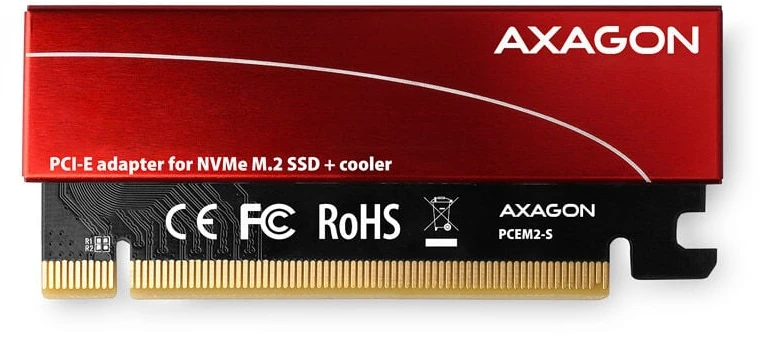 AXAGON PCEM2-S PCI-E 3.0 16x - M.2 SSD NVMe, iki 80mm SSD, žemo profilio, aušintuvas