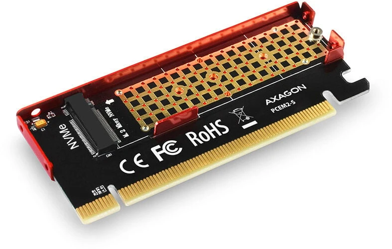 AXAGON PCEM2-S PCI-E 3.0 16x - M.2 SSD NVMe, iki 80mm SSD, žemo profilio, aušintuvas