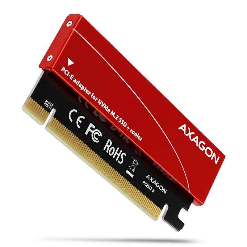 AXAGON PCEM2-S PCI-E 3.0 16x - M.2 SSD NVMe, iki 80mm SSD, žemo profilio, aušintuvas