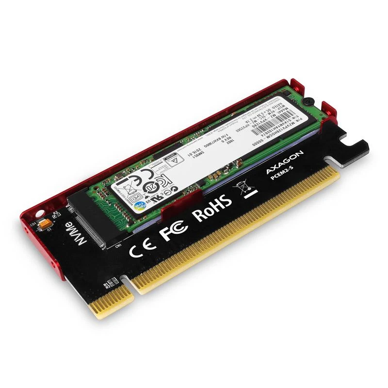 AXAGON PCEM2-S PCI-E 3.0 16x - M.2 SSD NVMe, iki 80mm SSD, žemo profilio, aušintuvas