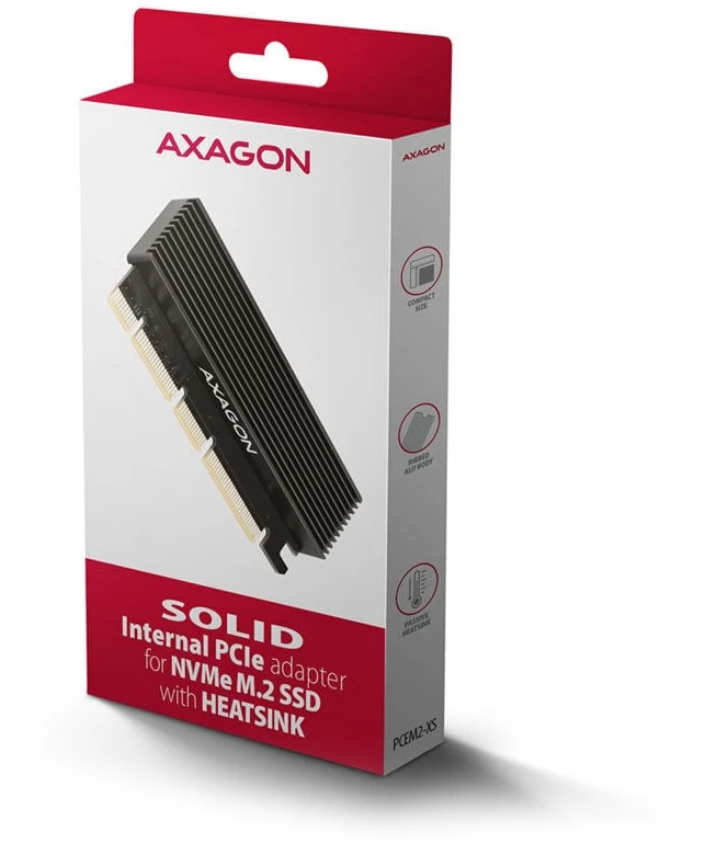 AXAGON PCI-Express x16 adapteris su aušintuvu, skirtas NVMe M.2 SSD diskui prijungti prie kompiuterio | PCEM2-XS