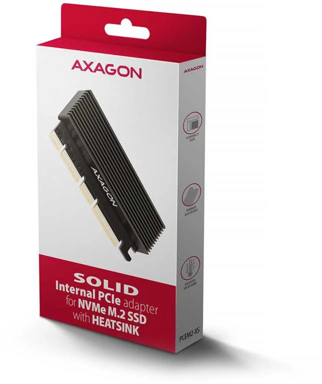 AXAGON PCI-Express x16 adapteris su aušintuvu, skirtas NVMe M.2 SSD diskui prijungti prie kompiuterio | PCEM2-XS