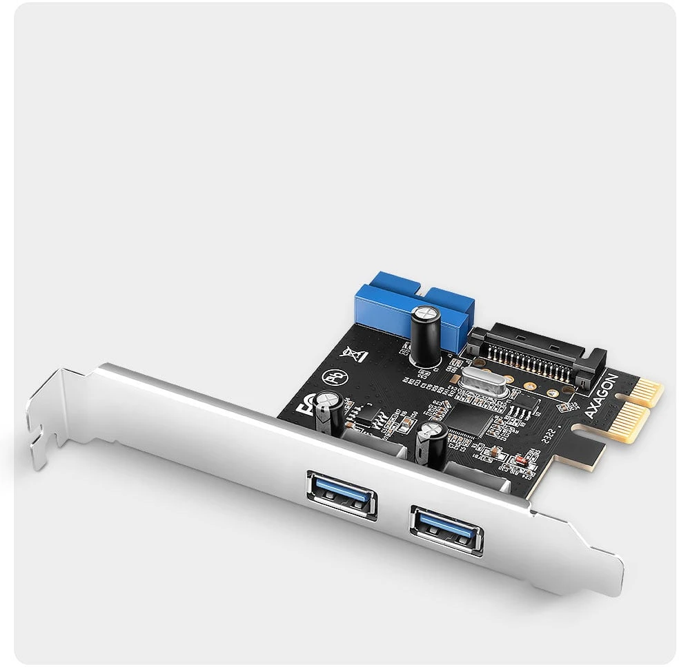 AXAGON PCEU-232RS PCIe kortelė - 2+2x USB 5Gbps prievadas, SATA maitinimas, Renesas PD720201, SP ir LP