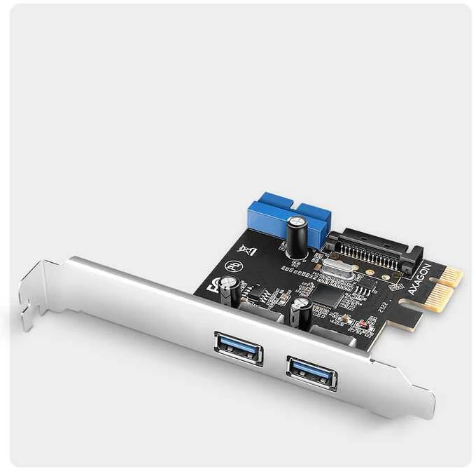AXAGON PCEU-232RS PCIe kortelė - 2+2x USB 5Gbps prievadas, SATA maitinimas, Renesas PD720201, SP ir LP