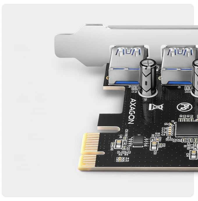 AXAGON PCEU-430RS PCIe kortelė - 4x USB 5Gbps prievadas, SATA maitinimas, Renesas PD720201, SP