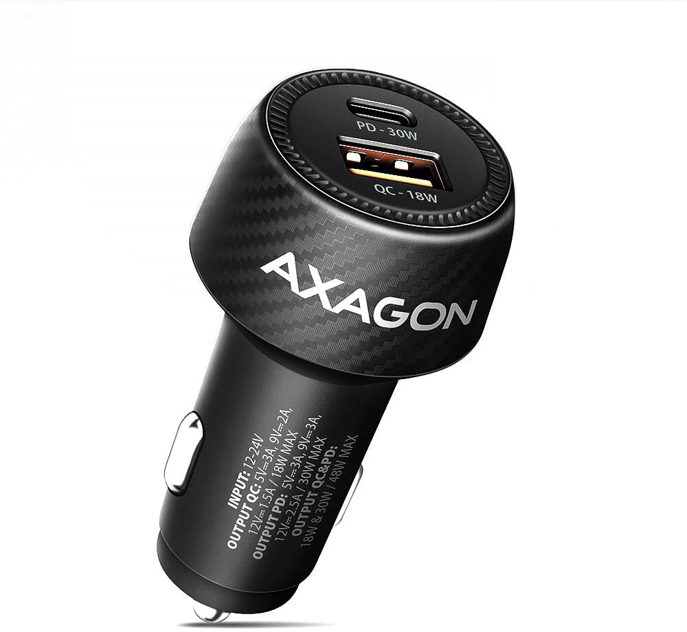 AXAGON automobilinis įkroviklis 48W, USB-A + USB-C, PD3.0/PPS/QC4+/SFC | PWC-PQ48
