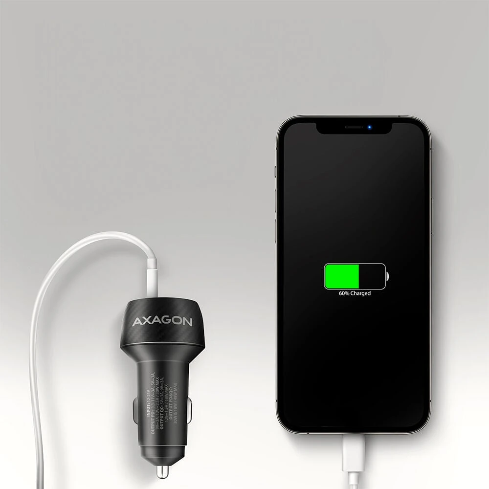 AXAGON automobilinis įkroviklis 48W, USB-A + USB-C, PD3.0/PPS/QC4+/SFC | PWC-PQ48
