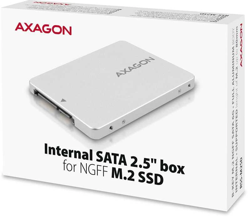 AXAGON RSS-M2SD SATA - M.2 SSD SATA, iki 80mm SSD, ALU body