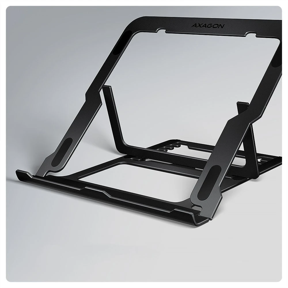 AXAGON STND-LAB Nešiojamas kompiuteris Stand, height-adjustable, foldable, aliuminio – juodas