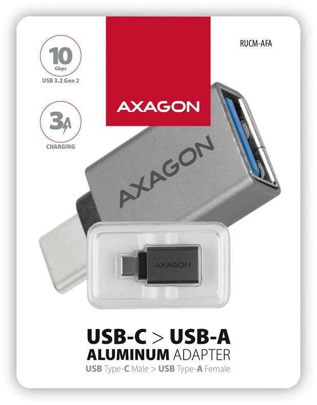 AXAGON RUCM-AFA USB 3.0 Type-C Male > Type-A Female ALU