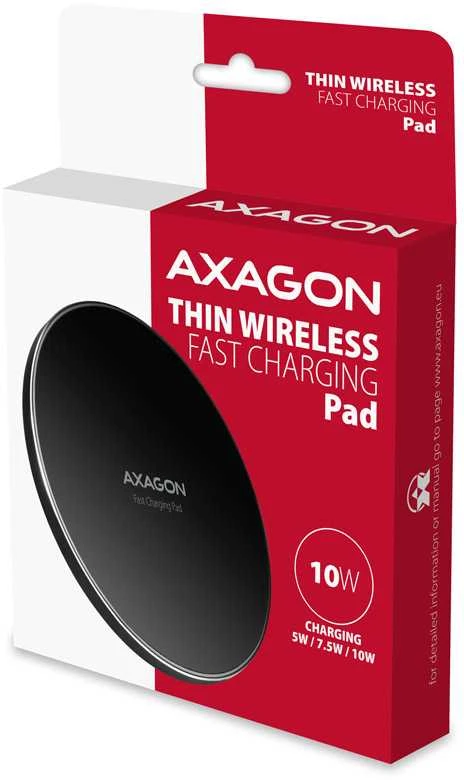 AXAGON WDC-P10T belaidžio įkrovimo stotelė su greito įkrovimo funkcija, Qi 5 / 7.5 / 10W, mikro USB