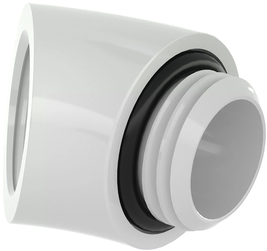 Barrow adapteris, 45 laipsnių, G1/4 colio kištukas į G1/4 colio kištuką, baltas