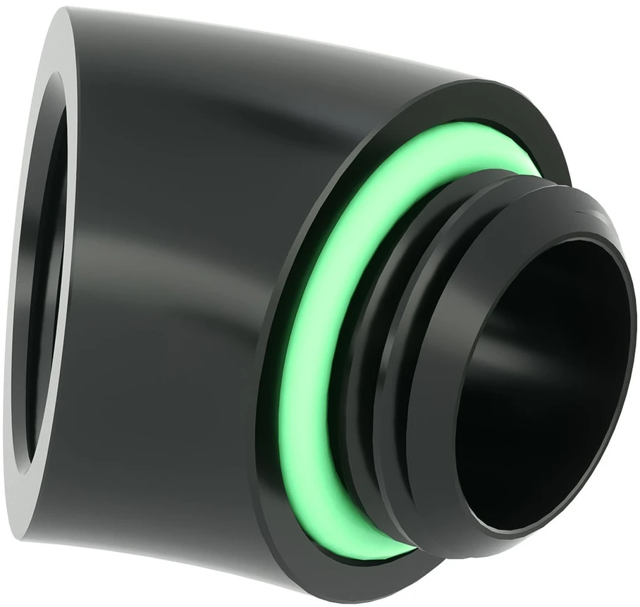 Barrow adapteris, 45 laipsnių, G1/4 colio kištukas į G1/4 colio kištuką, juodas