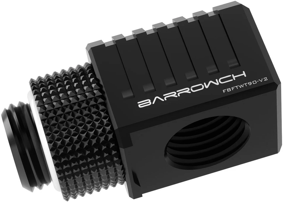 „Barrow Special“ adapteris 90 laipsnių G1/4 colio kištukas į G1/4 colio kištuką, juodas