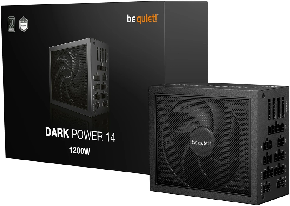 Be Quiet! tyliai! „Dark Power 14 80 PLUS Titanium“ maitinimo šaltinis, ATX 3.1, PCIe 5.1 – 1200 vatų