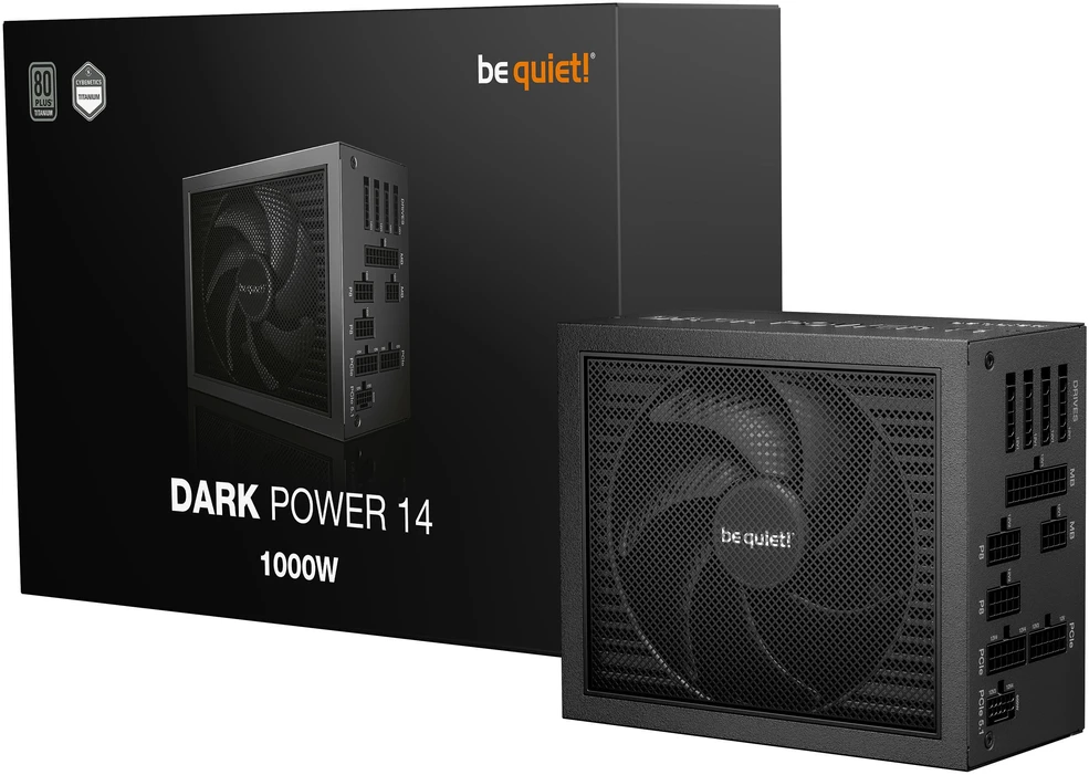 Be Quiet! tyliai! „Dark Power 14 80 PLUS Titanium“ maitinimo šaltinis, ATX 3.1, PCIe 5.1 – 1000 vatų