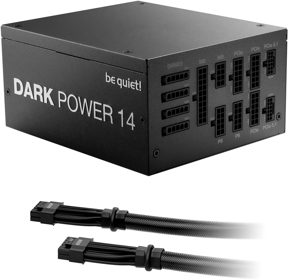 Be Quiet! tyliai! „Dark Power 14 80 PLUS Titanium“ maitinimo šaltinis, ATX 3.1, PCIe 5.1 – 1200 vatų