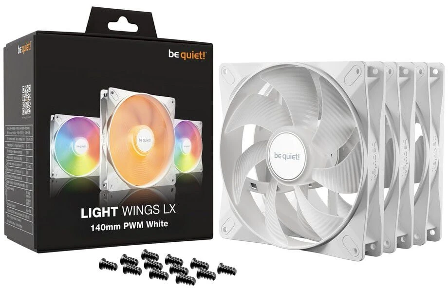 Kompiuterio Korpuso Ventiliatorius - be quiet! LIGHT WINGS LX 140mm PWM 3-Pack Baltas