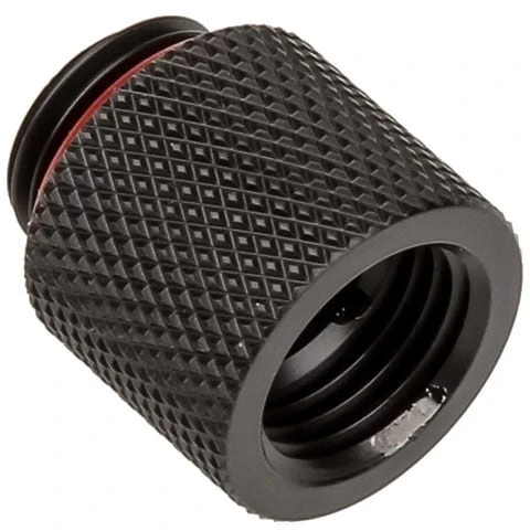 Bitspower adapteris G1/4 colio kištukas į G1/4 colio kištuką – 15 mm, juodos spalvos