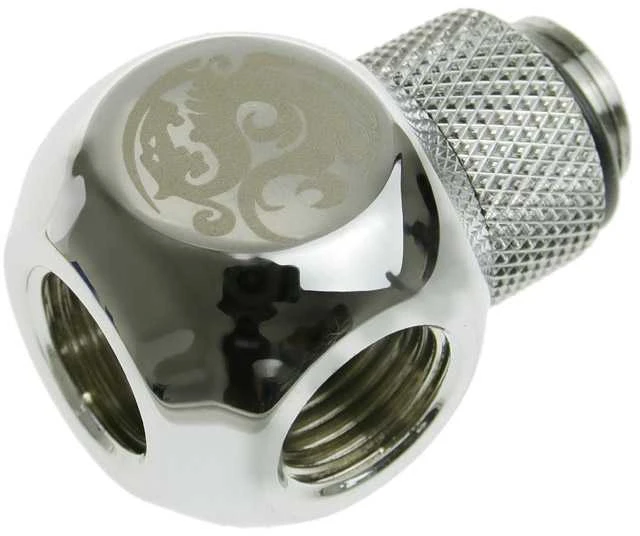 Bitspower adapteris T formos skirstytuvas G1/4 colio AG į 2x G1/4 colio IG – pasukamas, TII, blizgios sidabrinės spalvos