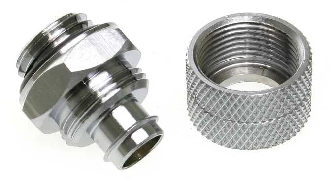 Bitspower tiesus G1/4 colio AG ant 10/8 mm – II jungtis, blizgios sidabrinės spalvos
