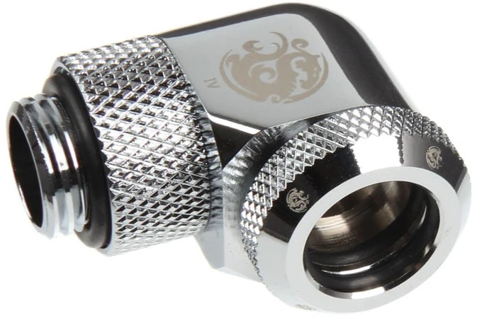 Bitspower Multi-Link Adapteris Anschluss 90 Grad G1/4 col. AG auf 12mm AD Hardtube – drehbar, sidabrinis
