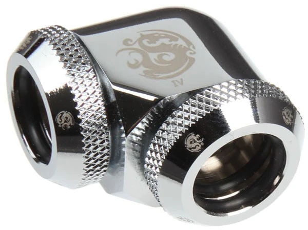 Bitspower Multi-Link Adapteris 90 Degree 12mm OD to 12mm OD Hardtube – shiny sidabrinis