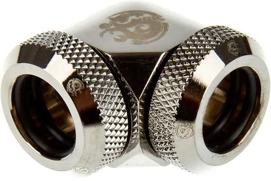 Bitspower Multi-Link adapteris 90 laipsnių 12mm OD iki 12mm OD kietas vamzdelis - blizgus juodas