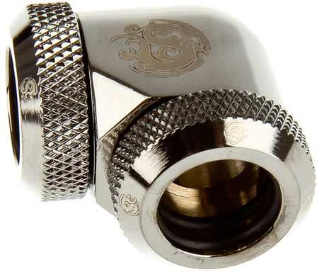 Bitspower Multi-Link adapteris 90 laipsnių 12mm OD iki 12mm OD kietas vamzdelis - blizgus juodas