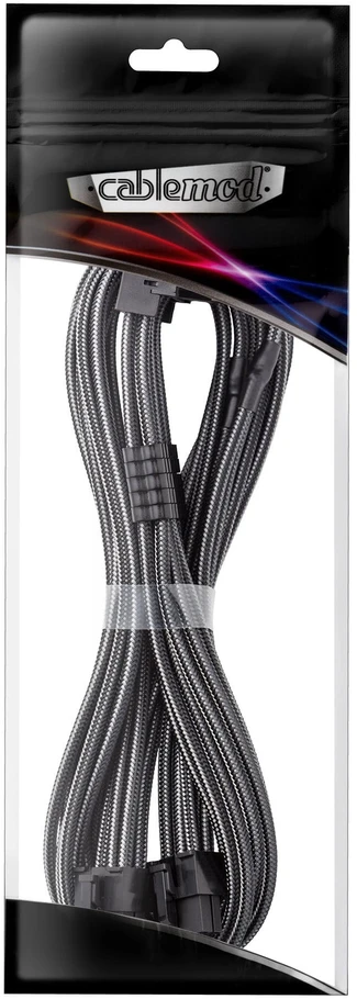„CableMod C-Series Pro“ tiltelinis jungiamasis kabelis – A variantas, 90°, 16 kontaktų į 2 x 8 kontaktų PCIe, anglies pluošto