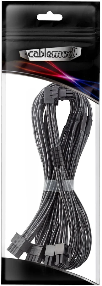 „CableMod C-Series Pro“ tiltelinis jungiamasis kabelis – B variantas, 90°, 16 kontaktų į 4 x 8 kontaktų PCIe, anglies pluošto
