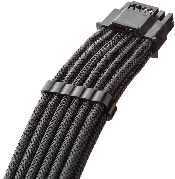 „CableMod C-Series Pro ModMesh 12V-2®“ 6 colių kabelis, 90° jungtis, skirtas „Corsair Type 5 RMx Shift“ maitinimo šaltiniams, anglies pluošto, 65 cm