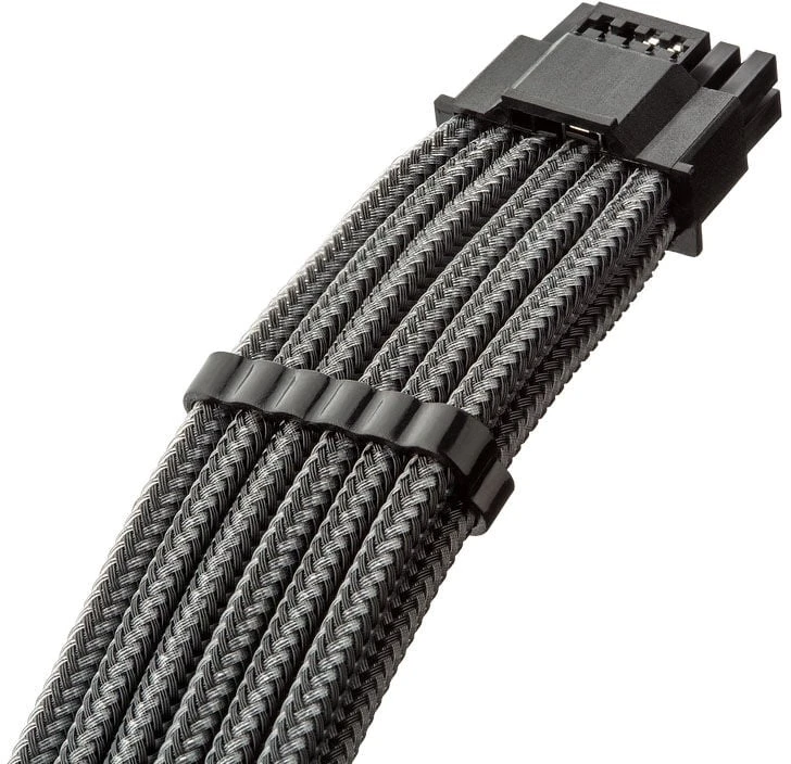 „CableMod C-Series Pro ModMesh 12V-2® 6“ kabelis, su apvalkalu, 16 kontaktų į 4 x 8 kontaktų, skirtas „Corsair Type 4“ ir 3 maitinimo šaltiniams – anglies pluošto, 60 cm