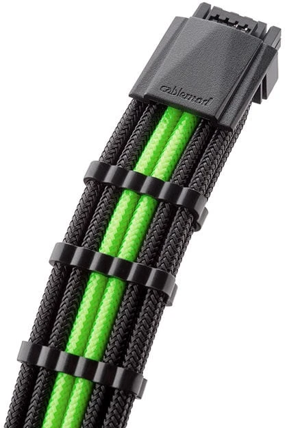 CableMod C-Series PRO ModMesh 12VHPWR Cable Kit for Corsair RM, RMi, RMx (Juodas Label) - juodas/light žalias