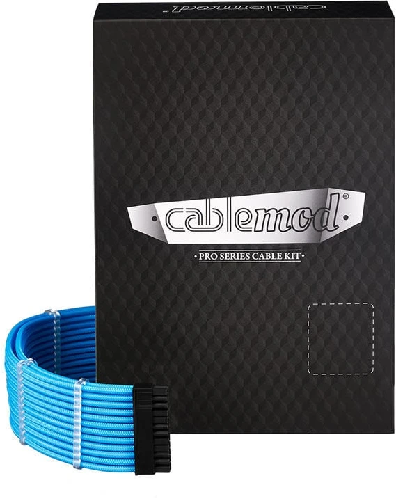 CableMod C-Series PRO ModMesh 12VHPWR Cable Kit for Corsair RM, RMi, RMx (Juodas Label) – mėlynos spalvos