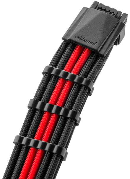 „CableMod“ „CableMod C-Series PRO ModMesh 12VHPWR“ kabelių rinkinys, skirtas „Corsair RM“, „RMi“, „RMx“ (juodos etiketės) – juodas/raudonas