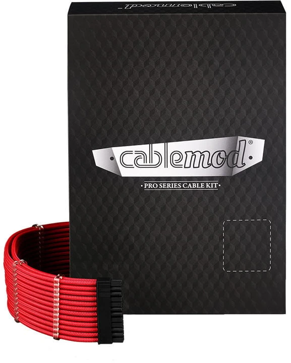 CableMod C-Series PRO ModMesh 12VHPWR Cable Kit for Corsair RM, RMi, RMx (Juodas Label) – raudonos spalvos