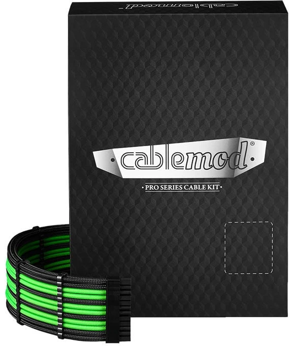 CableMod C-Series PRO ModMesh 12VHPWR Cable Kit for Corsair RM, RMi, RMx (Juodas Label) - juodas/light žalias