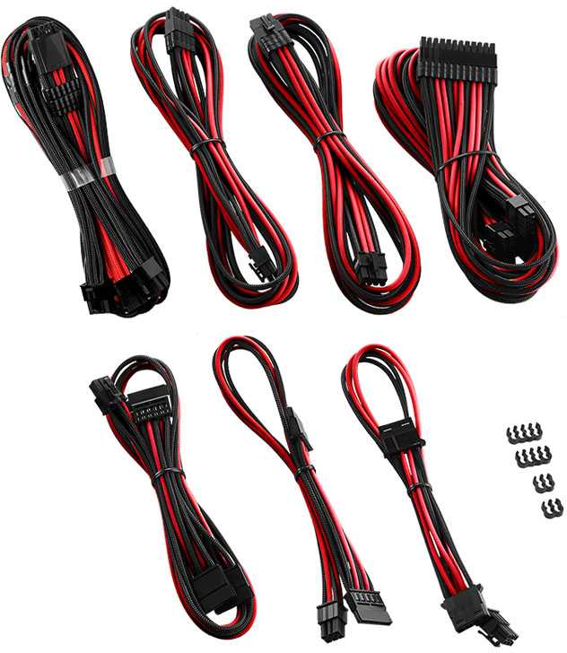 „CableMod“ „CableMod C-Series PRO ModMesh 12VHPWR“ kabelių rinkinys, skirtas „Corsair RM“, „RMi“, „RMx“ (juodos etiketės) – juodas/raudonas
