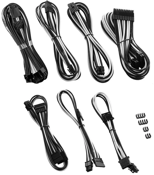 CableMod C-Series PRO ModMesh 12VHPWR Cable Kit for Corsair RM, RMi, RMx (Juodas Label) - juodas/baltas
